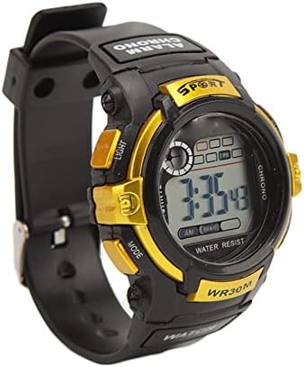 Fabater Sports Watch for Men Outdoor Luminous Digital LCD Electronic Watch for Running with Alarm Stopwatch Date Display 12/24H (Gold)