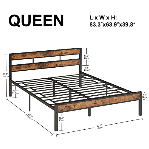 Likimio Queen Bed Frame With Headboard, Platform Metal Bed Frame Queen With 14 Heavy Duty Steel Slats, More Sturdy, Noise-Free, No Box Spring Needed #TOP1