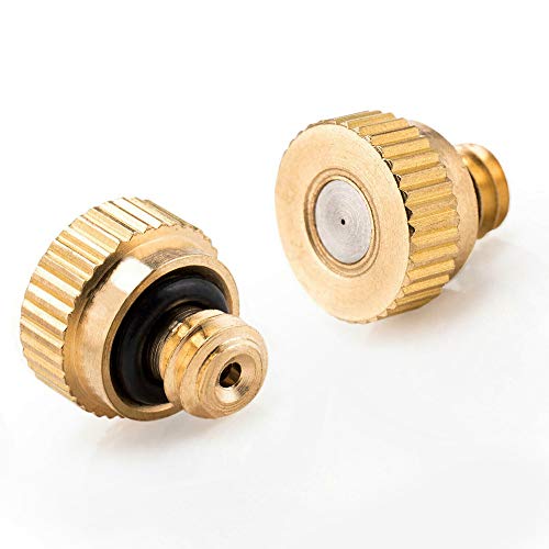 20 Pack Brass Misting Nozzles Replacement Heads, Low Pressure Atomizing Misting Sprayer For Patio Lawn, Landscaping, Dust Control, Outdoor Cooling Mister System, 0.016"(0.4Mm) Orifice, 10/24 Unc #TOP2