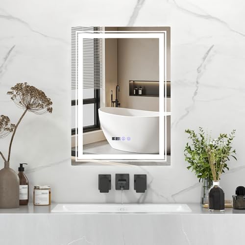 RELAX4LIFE Specchio da Bagno da Parete a LED, con Illuminazione, Interruttore tattile,...