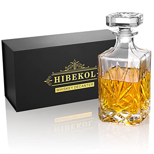 Hibekol Whiskey Decanter With Glass Stopper Lead-Free Glass 25.3 Oz/ 750Ml Decanter For Bourbon, Wine, Scotch, Vodka Or Liquor… #TOP1