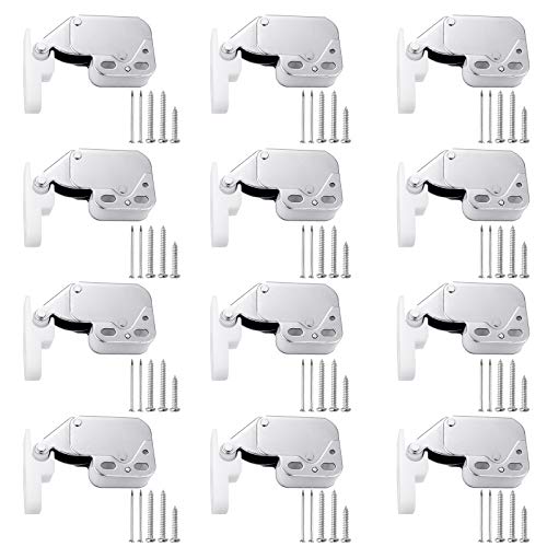 Yangfei 12pcs Fermeture à Ressort Porte d'Armoire, Loquets Et Verrous De Portes Loquets à Ressort Fermeture à Ressort Automatique Pour Placard Tiroirs Porte Avec Plaque De Retenue Et Vis Cover