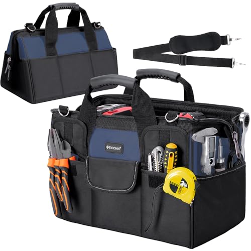 TICONN Heavy Duty Tool Bag Organizer, Portable Tool Box with Shoulder Strap