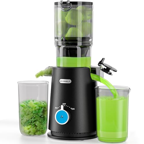 ECOSELF Cold Press Juicer, Juicer Machines with 4.35” Wide Mouth, Vegetable and Fruit, Easy to Clean with Brush(Blue)