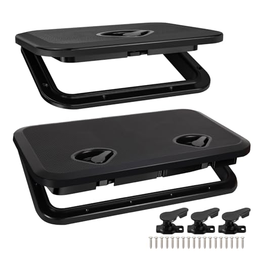 Marine Boat Hatch&Lid,Marine Deck Access Hatch Black Rectangle Boat Deck Access Door Cover Lid for Bass/John/Fishing/Skiff/Sailboat/Yacht,Waterproof Cover Easy to Install,10.63”X14.76+17.3”X12.4”-2PCS