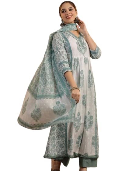 PR Designer Collections Beautiful Anarkali suit with pant sequence work on neckline Digital Designer print suit with dupatta