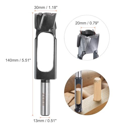 Image of HARFINGTON Wood Tenon Dowel Plug Cutter 20mm Metric Tenon Dowel Cutting Tools Drill Bit High Speed Steel Wood Plug Dowel Cutter with Round Shank for Woodworking Furniture Making