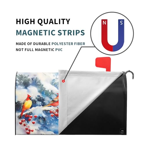 Image of Christmas Mailbox Covers Magnetic Standard Size 21 X 25.5 Inch Bird Winter Magnetic Mailbox Cover Snowflakes Mailbox Wraps Post Box Cover Decoration Outdoor Garden Home Yard Outside
