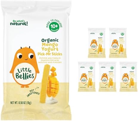 Little Bellies Organic Mango Yogurt Pick-Me Sticks, (Pack of 5 x 0.56 oz Individual Packs)