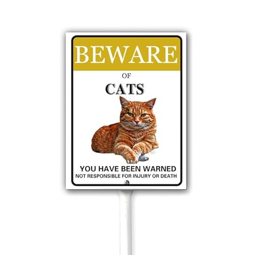 Cats Metal Yard Sign Beware of Cats Aluminum Sign Funny