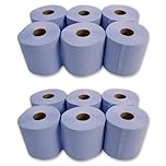 KAPCO 12 Value Blue Centrefeed Rolls | 2-Ply Embossed Paper Tissue Roll | Absorbent Hygienic Surface Wipes Ideal for Kitchen, Bathroom, Garage, Workshop & Paper Hand Towel Use | Multipurpose Cleaning