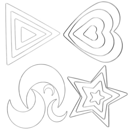 POPETPOP 16個 鉄製リング 月 星 ハート 三角形モチーフ 滑らかで丈夫な金属製 ドリームキャッチャー リース作り用 マクラメ フローラルクラフ