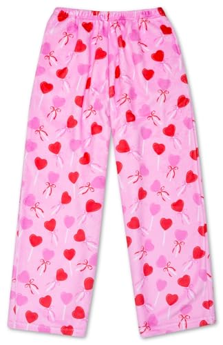 Image of iscream Big Girls Silky Soft Pretty Print Plush Fleece Pants - Love Fest Collection
