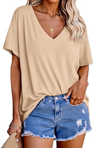 T-shirt surdimensionné col en V fluide pour masquer les rondeurs