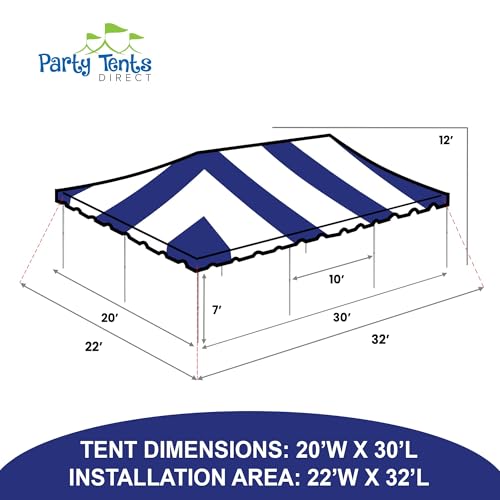 Party Tents Direct 20x30 Canopy Tent - Steel Frame - Outdoor Gazebo Pavilion Sun Shade Camping Shelter - Blue Vinyl Heavy Duty Waterproof Tent Cover - Event Tents for Parties Wedding - Image 3