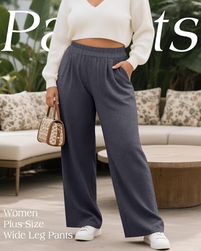 3 Pack Women Plus Size Wide Leg Pants Loose Fit Palazzo Lounge Yoga Sweatpants High Waist Casual Pajamas Pants2