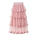 Produktbild Storerine Damen Tüllrock Lang Tüll Petticoat Eine Linie Lange Prom Party Tutu Rock Multi Layer Puffy Rock Tüllrock Rosa Erwachsene luxuriöse weiche Petticoat Ballett Tanz mit Spitze