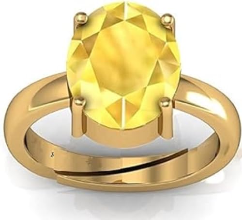 Bague saphir jaune naturel 7,75 carats, bijou mixte de qualité A+ en taille Small