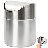 Mini Edelstahl Abfalleimer Kleiner Abfalleimer aus Edelstahl Tischmülleimer aus Edelstahl Silber Schwingdeckeleimer Tischmülleimer Edelstahl mit Schwingdeckel für Esstische, Büros und Schminktische