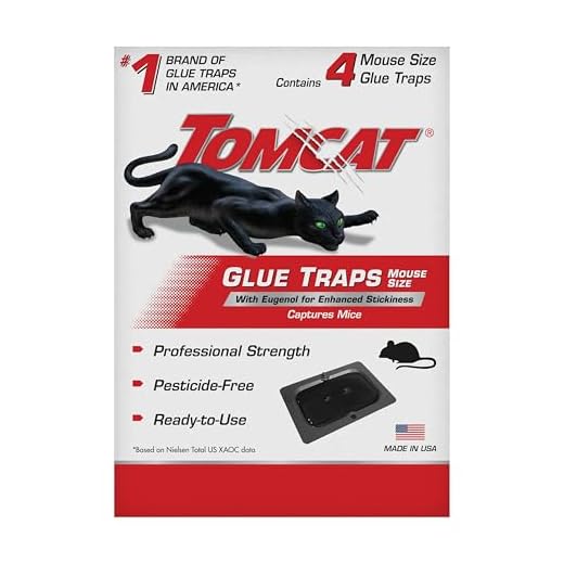 Tomcat Glue Traps Mouse Size with Eugenol for Enhanced Stickiness, Captures Mice and Other Household Pests, Professional Strength, Pesticide-Free and Ready-to-Use, 4 Glue Traps