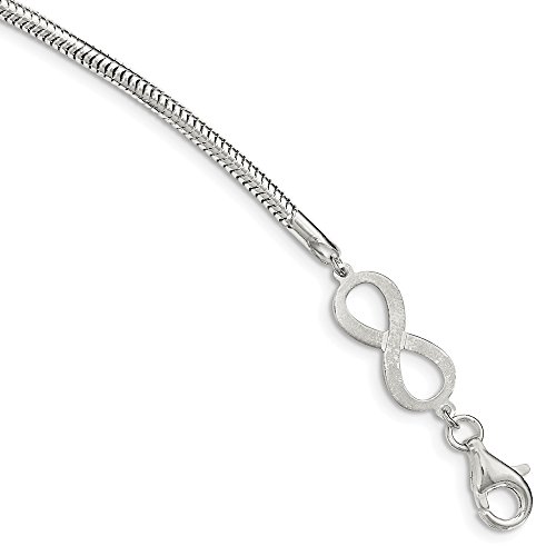 Solid 925 Sterling Silver Infinity Love Knot Symbol Symbol Bracelet - with Secure Lobster Lock Clasp 7.5