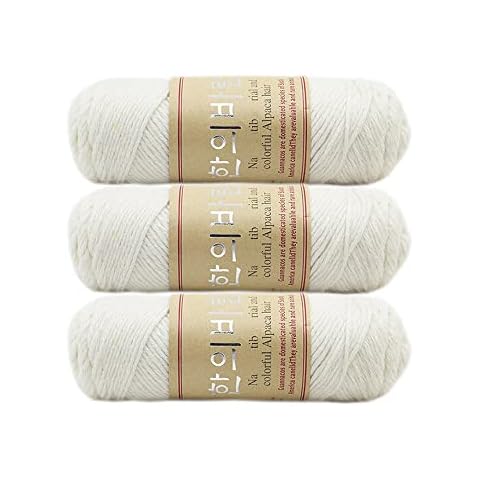 3 Balls Thick Warm Alpaca Wool Mink Cashmere Knitting Yarn for Crocheting Hand-Woven 300g (White) Cover