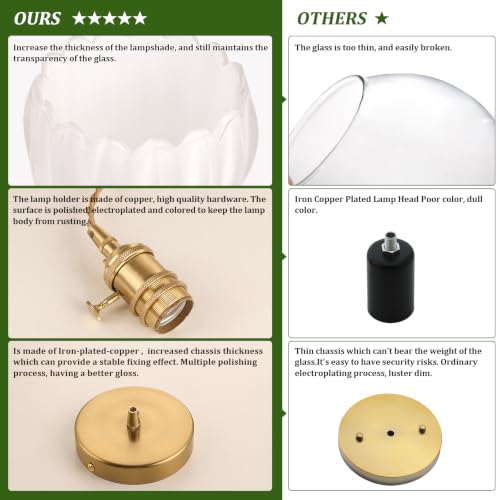 Image of Shenmoyl Pendant Light 2 Pack with White Tulip Glass Lmapshade, Brass Vintage Pendant Light Adjustable Hanging Light for Kitchen Island Dining Room Hallway