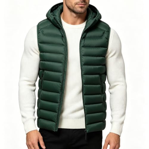 TERGHTP Men's Puffer Vest Hooded Insulated Zipper Winter Sleeveless Jacket - image 5