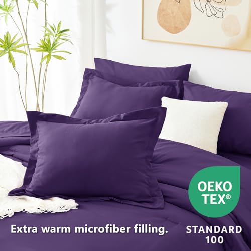 CozyLux Full Size Comforter Set Purple, 7 Pieces Bed in a Bag Full Comforter Set with Sheets, Soft Bedding Set with Down Alternative Comforter, Fitted Sheets, Flat Sheets, Pillow Shams and Pillowcases