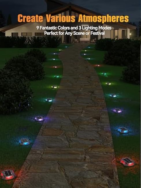 Solar Driveway Lights Solar Dock Lights 9 Colors in 1
