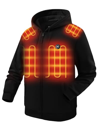 Venustas Unisex Heated Hoodie with Battery Included, Up to 9 Hours Warmth, Electric Jacket for Women and Men