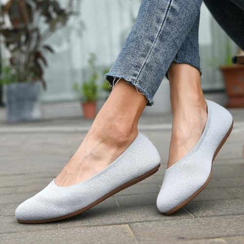 poemlady Women’s Ballet Flat Shoes Dress Knit Round Toe Slip On Ballerina Walking Flats Shoes for Woman Casual Comfort Soft2