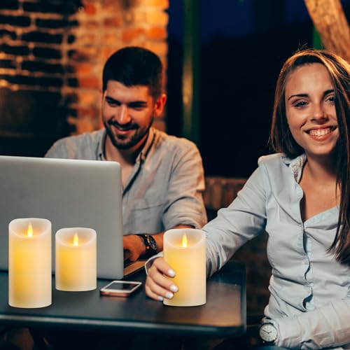 Lerelin Battery Candles, LED Candles Battery Operated with Timer, Pillar Flickering Flameless Candles with Remote Control for Household, Halloween, Christmas Gifts (7.5 x 10cm) - Image 7