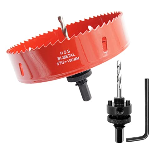 ホールソー、バイメタルドリルビット、LAIWEI の頑丈なアーバーの穴の鋸を見ます。木材の穴あけに使用、薄い金属板、アルミニウムプロファイル、PVCおよびその他の材料(150MM(5-7/8))