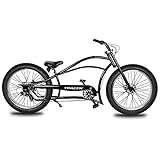 Tracer Siena Chopper Stretch Cruiser Bicycle for Men 26 Inch Lowrider Bicycles with Moon-Type Handlebar 7-Speed Complete Cruiser Bike for Adults (MBK)