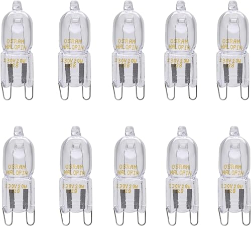 Osram 10er Pack Halopin 66733 33 Watt 230 Volt G9 Halogen dimmbar warmweiß 460 Lumen | Halogenstift | Halogenlampen | Stiftsockellampe, AC35305