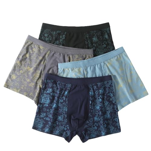 XHCOHWWU 4-Pack Men's Performance Boxer Brief Fat Guy 2XL-10XL Big & Tall Underpants Soft Cotton Underwear for Big Man(3X-Large)