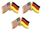 3 Germany USA Friendship Flag Lapel Pins Pack of 3 German & American Double Flag Pin Badge