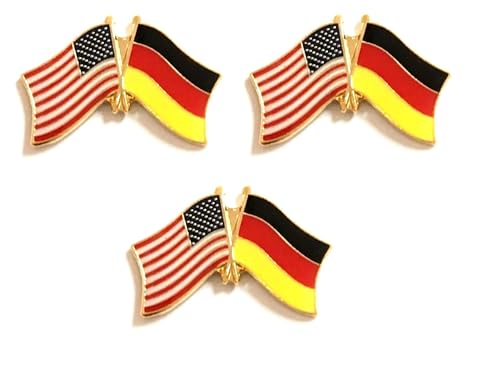 3 Germany USA Friendship Flag Lapel Pins Pack of 3 German & American Double Flag Pin Badge