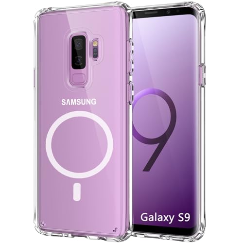 Pemuyak for Samsung Galaxy S9 Phone Case,Compatible with Mag-Safe, Anti-Yellowing Military-Grade Drop Protection Rugged Shockproof Magnetic Case for Galaxy S9 5.8 inch, Clear