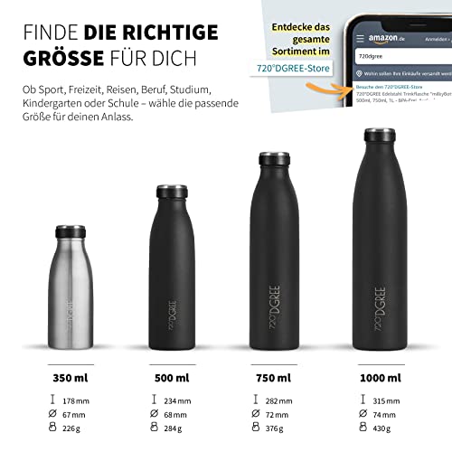 Edelstahl Trinkflasche 720°DGREE 500ml Vakuumflasche für Getränke