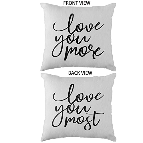 Love You More Love You Most Reversible Throw Pillow Case, 18 X 18 Inch Couples Gifts Decor Home Love Decor Cushion Cover,, Engagement Gift, Gift For Wife, Husband #TOP1