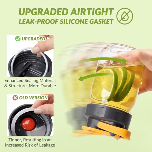 Image of Soligt 6 Pack Mason Jar Lids, Regular Mouth Pour Spout Flip Cap Lids for Ball Brand Mason Jars, Leak Proof Airtight for Drinking Salad Dressing & Food Storing (jars are not included)