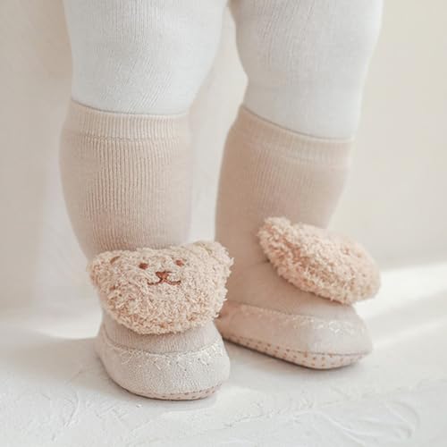 Cartoon Bear Baby Socks for 0-2Y Toddler Warm Floor Socks Boy Girl Unisex Socks Rubber Soles FirstWalker4