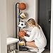 Space-Saving Basketball Storage - 880g 5-Layer Storage Stand for Sports Ball | Garage Ball Organizer for Basketball Volleyball Soccer Garage Gym Indoor Court Outdoor School Backyard