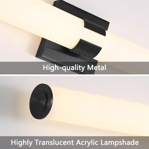 Image of HAIXIANG 2 Packs Black Wall Sconces, L 31.4 inch Dimming Wall Light 16W LED Vanity Lighting Fixtures Wall Light for Bathroom Dining Living Bedroom Hallway, 2700K Warm Light Horizontal /Vertical Mount
