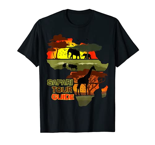 Safari Tour Guide África Atardecer Continente Naturaleza Camiseta