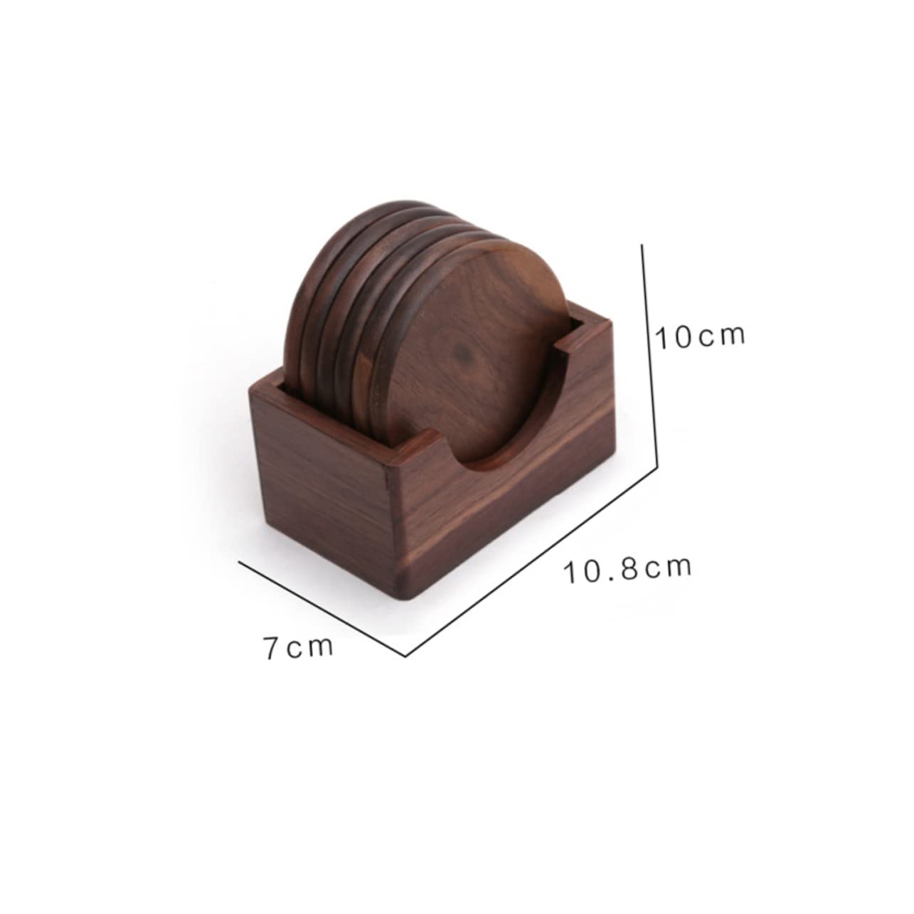 Posavasos de Madera de Nogal Negro, 6 Piezas Redondos para Mesa y Hogar | Acabado Marrón, Protección de Mesa, Fácil de Limpiar, Uso en Casa y Casa de Té, Estilo Simple Hecho a Mano