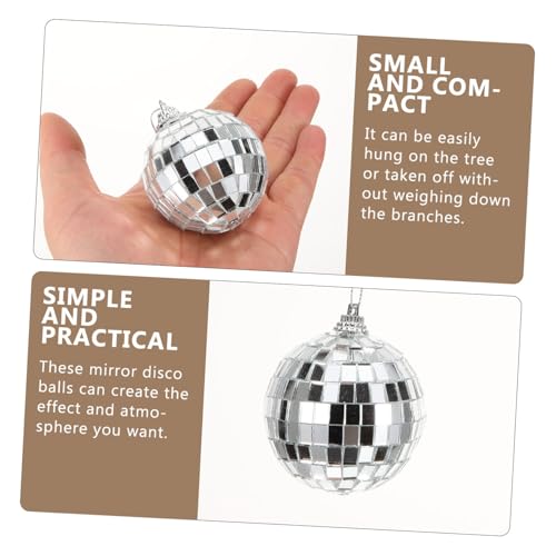 Cabilock - 18 bolas espejadas plateadas para decoración de árbol de Navidad, adornos colgantes reflectantes para fiestas, bodas y celebraciones navideñas miniatura 7