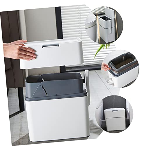 Papelera automática rectangular con tapa y cepillo miniatura 4